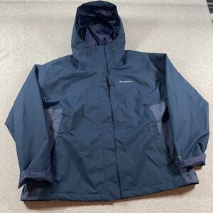 Columbia Hikebound II Jacket Womens 2XL Blue Hooded Outdoors Hiking Omni Tech